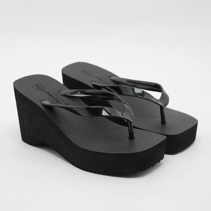 QYBABY Thick Bottom Flip Flops Shoes Internet Popular Women's Summer Square Head 8CM Fashion Flip Flops Wear Non-slip
