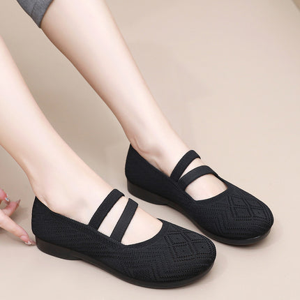 Summer Old Beijing Cloth Shoes Women's Mesh Shoes Breathable Flat Heeled Soft Sole Non-slip Hollow-out Middle-aged and Elderly Mother Shoes Comfortable Sandals