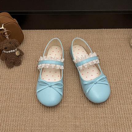French Silver Mary Jane Shoes for Women 2025 Spring New Style Bow Shallow Mouth Fairy Evening Breeze Gentle Flats Shoes
