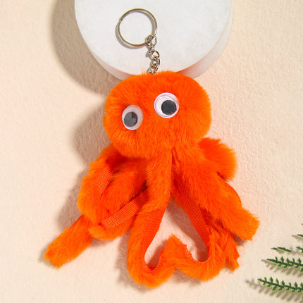 New creative octopus fur ball keychain cute octopus marine life plush doll bag hanging accessories