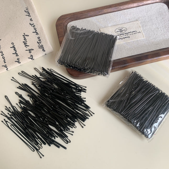 Black Word Clip Bag Simple Wave Side Clip Headwear Bangs Small Clip Steel Clip Girls' Hairpin Clip Hair Accessories
