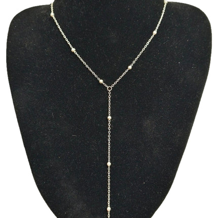 Europe and the United States cross-border hot-selling simple retro fashion women's short tassel clavicle chain gold-plated copper bead chain Y-shaped necklace