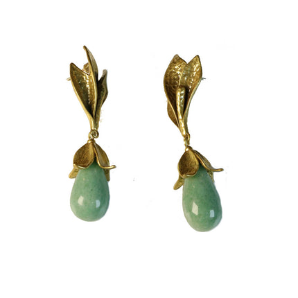 Light Luxury Brass Gold Plated Fine Stone Flower Earrings High-grade Niche Design All-match Elegant Earrings