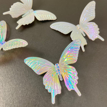 diy Internet celebrity style colorful transparent imitation shell color-plated three-dimensional butterfly ancient style hanfu hair accessories loose beads through hole accessories