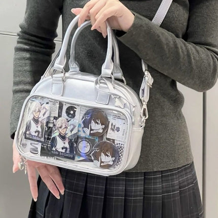 Bowling-Themed Millennial Trendy Cute Student Large-Capacity Commuter Tote Crossbody Backpack Fashion