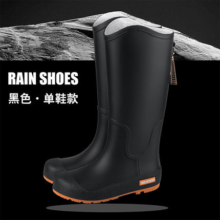 Fashion Trend Rain Shoes Women's Waterproof Non-slip High Barrel Rain Boots Adult Camping Work Wear-resistant Rubber Shoes Long Barrel Water Shoes