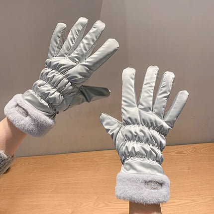 Winter Gloves for Women, Thickeneded and Velvet, Cold-Proof, Waterproof, Touch-Screen Cycling Electric Bike, Warm Ski Cotton Gloves