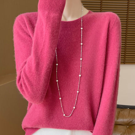 One-Line Ready-To-Wear Round Neck Wool Sweater Seamless Stereo Knitted 100% Wool Zero-Touch Autumn and Winter Seamless Base Sweater