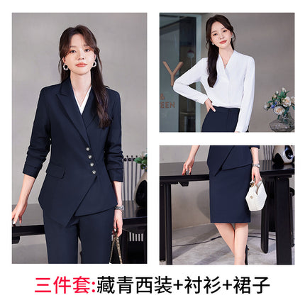Professional Suit suit Women's Senior Sense 2024 Spring and Autumn New Hotel Front Desk Beauty Salon Overalls Suit Jacket
