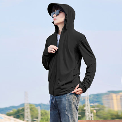 Ice Silk Breathable Thin Men's Sunscreen Clothing Fishing Sunscreen Clothing Hooded Men's Anti-UV Skin Clothing Sunshade Outdoor Men
