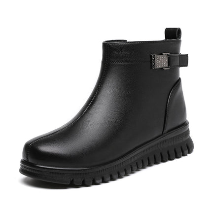 Mother Shoes Fleece-lined Middle-aged Winter Shoes Winter Cotton Shoes Autumn and Winter Non-slip Warm Middle-aged and Elderly Women's Shoes Leather Shoes Elderly Ankle Boots
