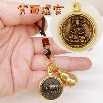 A generation of 12 zodiac Buddha patron saint turn key chain pendant fortune into the eight patron saint of treasure gourd
