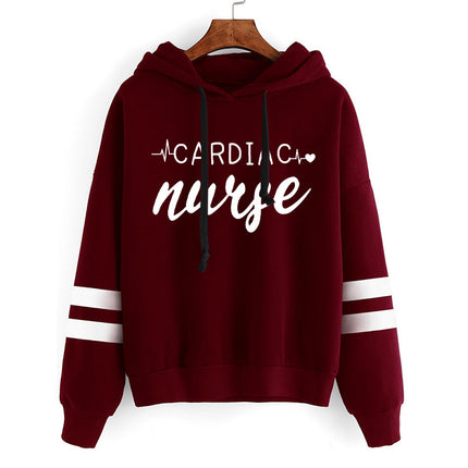 Foreign Trade Cross-border European and American Cardiac Nurse Printed Striped Parallel Bars Hoodie Men's and Women's European Code plus size