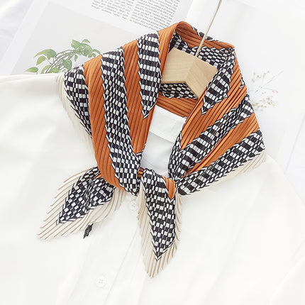 New wrinkled small square scarf female Korean imitation silk printed wrinkled small scarf Joker scarf decorative scarf wholesale