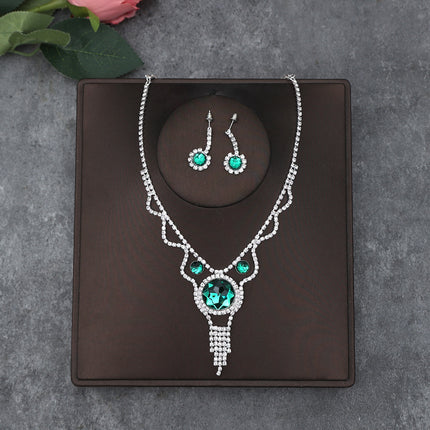 Korean Bride Necklace Earrings Two-piece Decorations Wedding Yarn Wedding Jewelry Wedding Accessories Dance Studio