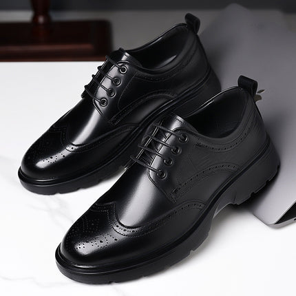 Cross-Border Large Size Leather Shoes for Men in All Seasons British Style Brogue Carved Shoes Business Formal Wear Handsome Youth Wedding Shoes
