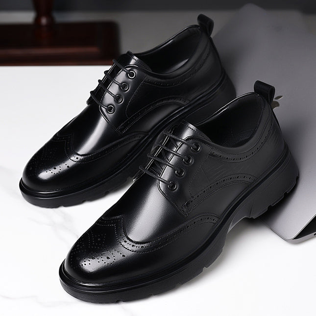 Cross-Border Large Size Leather Shoes for Men in All Seasons British Style Brogue Carved Shoes Business Formal Wear Handsome Youth Wedding Shoes