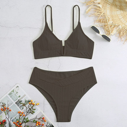2024 New European and American Bikini Women's Swimsuit High Waist Sexy Swimwear Fashionable Separates Swimsuit Special Material Fabric