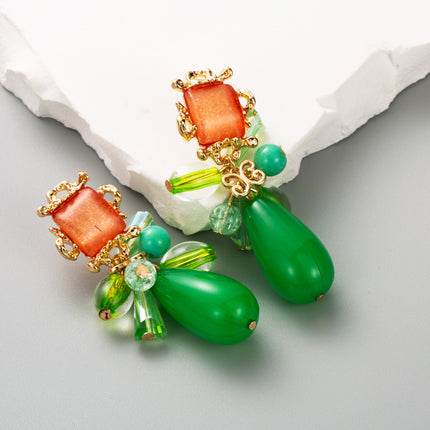 European and American fashion new vintage earrings exaggerated geometric resin drop earrings senior sense niche earrings wholesale