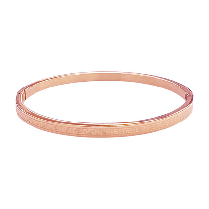 Fashionable Stainless Steel Buckle Bracelets for Men and Women, Great Wall Pattern, Multiple Sizes, Ready-Made Wholesale Accessories