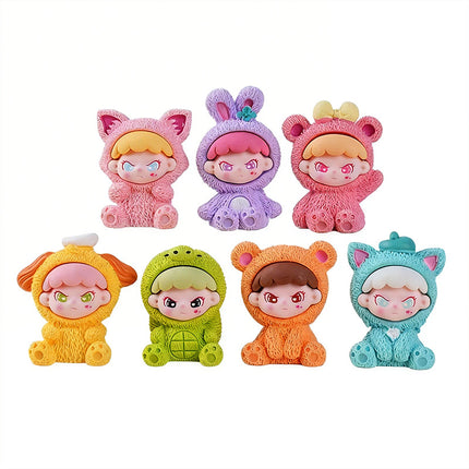 New Cartoon Sitting Posture Cute DIY Backpack Pendant Resin Keychain Phone Case Micro Landscape Ornament