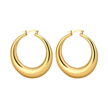 European and American Simple Round Smooth Earrings Women's Golden Small Hoop Earrings Cuff Earrings Fashion Jewelry Party