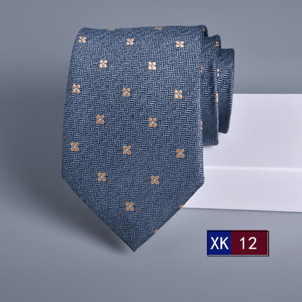 Tie Men's Dress Business Stripe 8cm New Jacquard Hidden Blue Executive Hand Tie Wedding Festive Spot