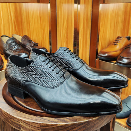 Men's Brogue Carved Leather Shoes Cross-Border Size 47 Oxford Shoes Business Formal British Style Pointed Leather Shoes Trend