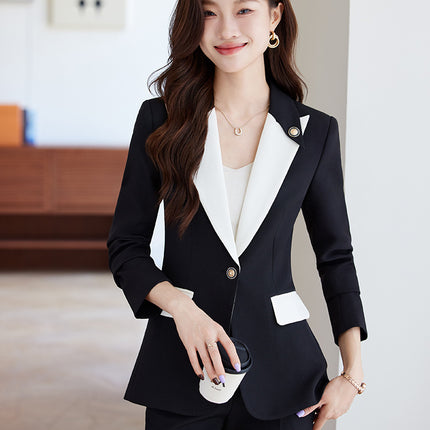 White Suit Jacket Women's 2024 Spring and Autumn New Fashion Sense Contrast Color Temperament Goddess Fan Host Professional suit