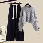 Gray sweater + black casual pants [two-piece set] / M [recommended 40-50kg ]