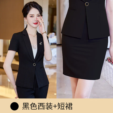 Small Suit Jacket Slim-fit Professional Suit suit Temperament Short-sleeved Thin Jewelry Store Work Clothes Dress Women