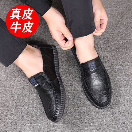 Genuine Leather leather men's leather shoes high-end business casual men's breathable deodorant non-slip soft leather middle-aged and elderly dad shoes
