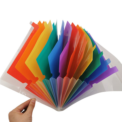 13-Grids Portable Loose-Leaf Folder Student Test Paper File Folder Rainbow Organ Bag Multi-Layer Classification File Bag