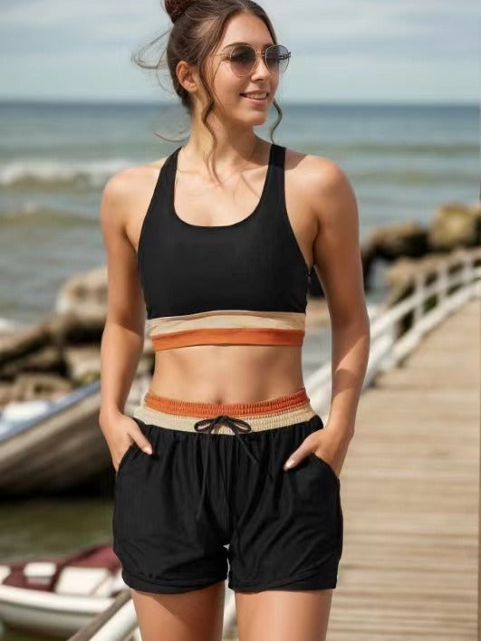 Swimwear Women's 2024 New Explosions Conservative Split Double Pants Belly Covering Flesh Slimming High-end Swimwear