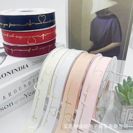 2.5cm Gold-Stamped Popular Style Direct from Manufacturer, Flower Packaging Handmade DIY Ribbon, Baking Packaging Ribbon Wholesale