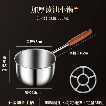 Food-Grade Kitchen Multifunctional Oil Splashing Hot Oil Small Pot Stainless Steel Genuine Oil Frying Pan Oil Pouring Oil Special for Home Use