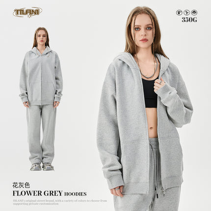 Tilani Men's Autumn and Winter Velvet Thickeneded Hooded Cardigan Sweatshirt Sweatpants American Fashion Brand Youth Hoodie Suit