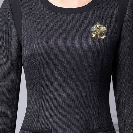 Zhili Woolen Dress, Spring Style for Women, High-End Black Slimming Long-Sleeve Dress That Hides the Figure, 2026 New Model