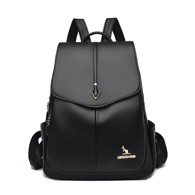 Spring 2025 New Soft Leather Women's Fashionable Backpack high quality Textile All-match Travel Large Capacity Anti-theft Bag
