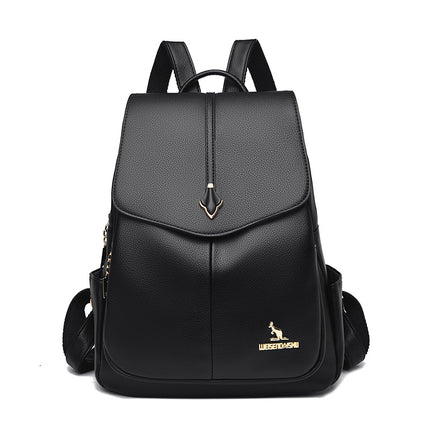 Spring 2025 New Soft Leather Women's Fashionable Backpack high quality Textile All-match Travel Large Capacity Anti-theft Bag