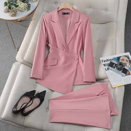 Formal Women's Suit Pants Set Autumn Winter New Fashion Apricot