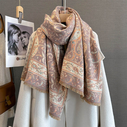 2025 New Autum Retro Fashion Cashew Flower Printed Scarf Warm and Cold Scarf Fashionable Multi-Functional Shawl