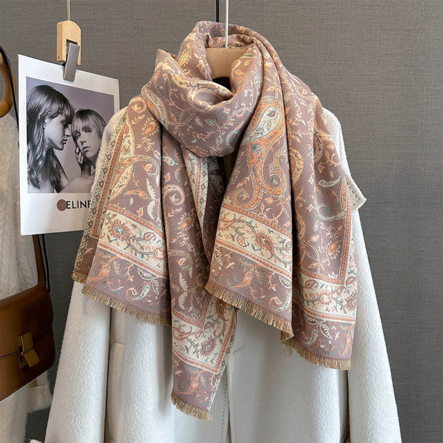 2025 New Autum Retro Fashion Cashew Flower Printed Scarf Warm and Cold Scarf Fashionable Multi-Functional Shawl
