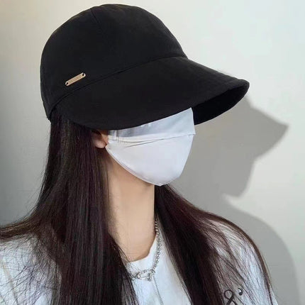 Hat Women's Summer Ruth Same Style Sunscreen Hat Sun Hat Face Coverage Empty Top Fisherman Hat Korean Style Cap Sunshade Hat