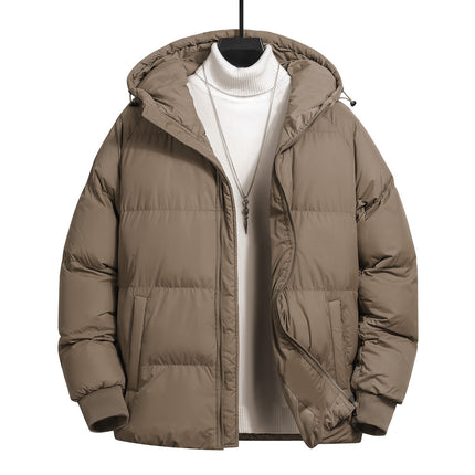 Cross-Border Men's Thickened Cotton Jacket with Hood, Loose Fit, Warm, Versatile, Casual, Cold-Proof Men's Cotton Coat, Trendy Sports Jacket