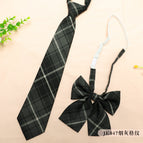 Jk047 smoke gray plaid [tie + collar flower]