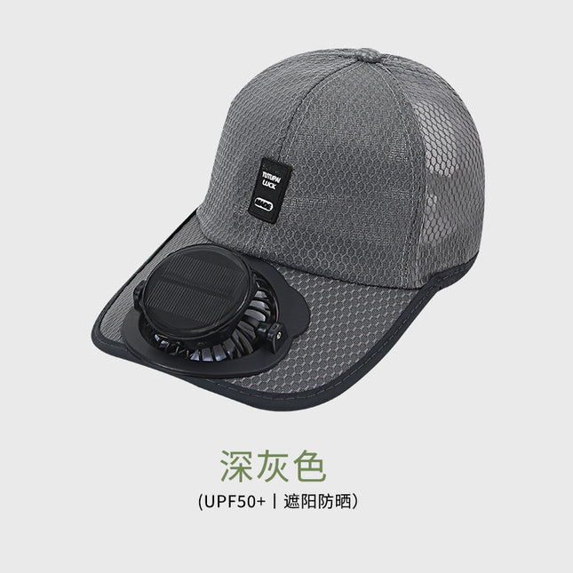 Adult summer solar charging with fan hat men and women breathable mesh sun protection outdoor sun-proof peaked cap