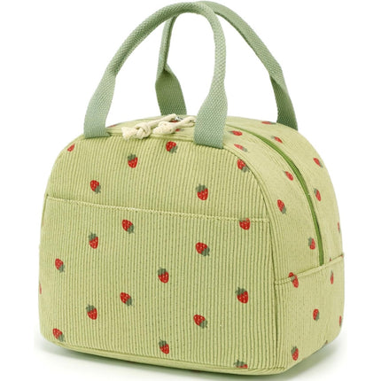 Cross-Border Corduroy Printed Portable Lunch Bag Travel Picnic Ice Bag Lunch Box Work Insulated Bag Lunch Box