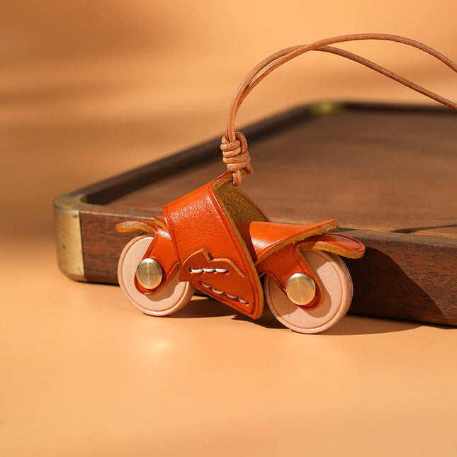 High-value cowhide motorcycle pendant niche miu bag pendant leather car accessories diy female accessories male