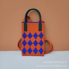 Diamond grid orange and blue (small)